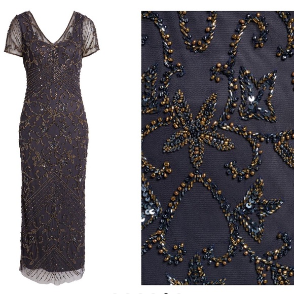 Pisarro Nights Beaded Mesh Column Gown - Picture 3 of 3